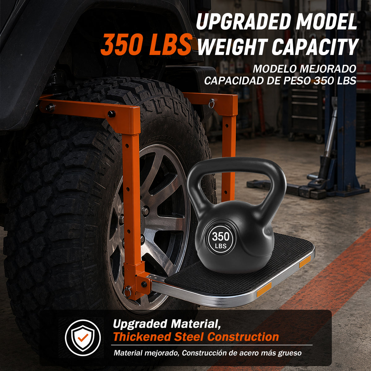Upgraded 350 lb Foldable Tire Step for Trucks, SUVs & RVs