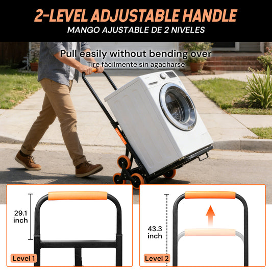 S-8 Wheel Folding Stair Climbing Cart | Orange & Black | Sekamtools