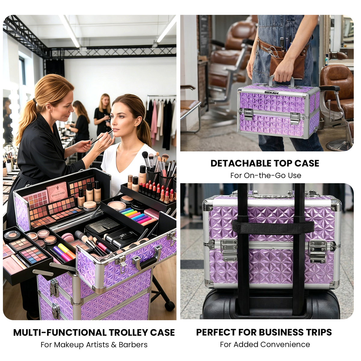 Rolling Makeup Train Case 4 in 1 Cosmetology