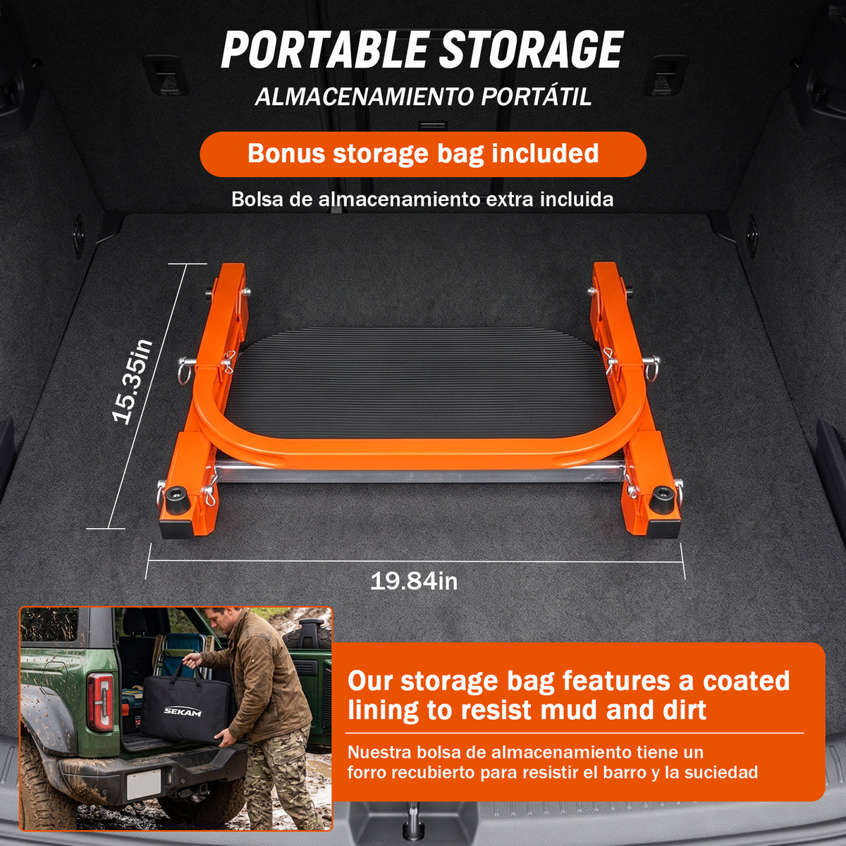 Upgraded 350 lb Foldable Tire Step for Trucks, SUVs & RVs