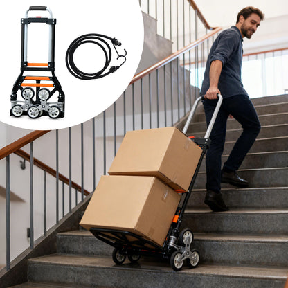 Foldable 6-wheel stair-climbing trolley | Black & Orange | Sekamtools