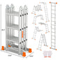 S-7-in-1 Aluminum Folding Ladder | Silver & Orange | Sekamtools
