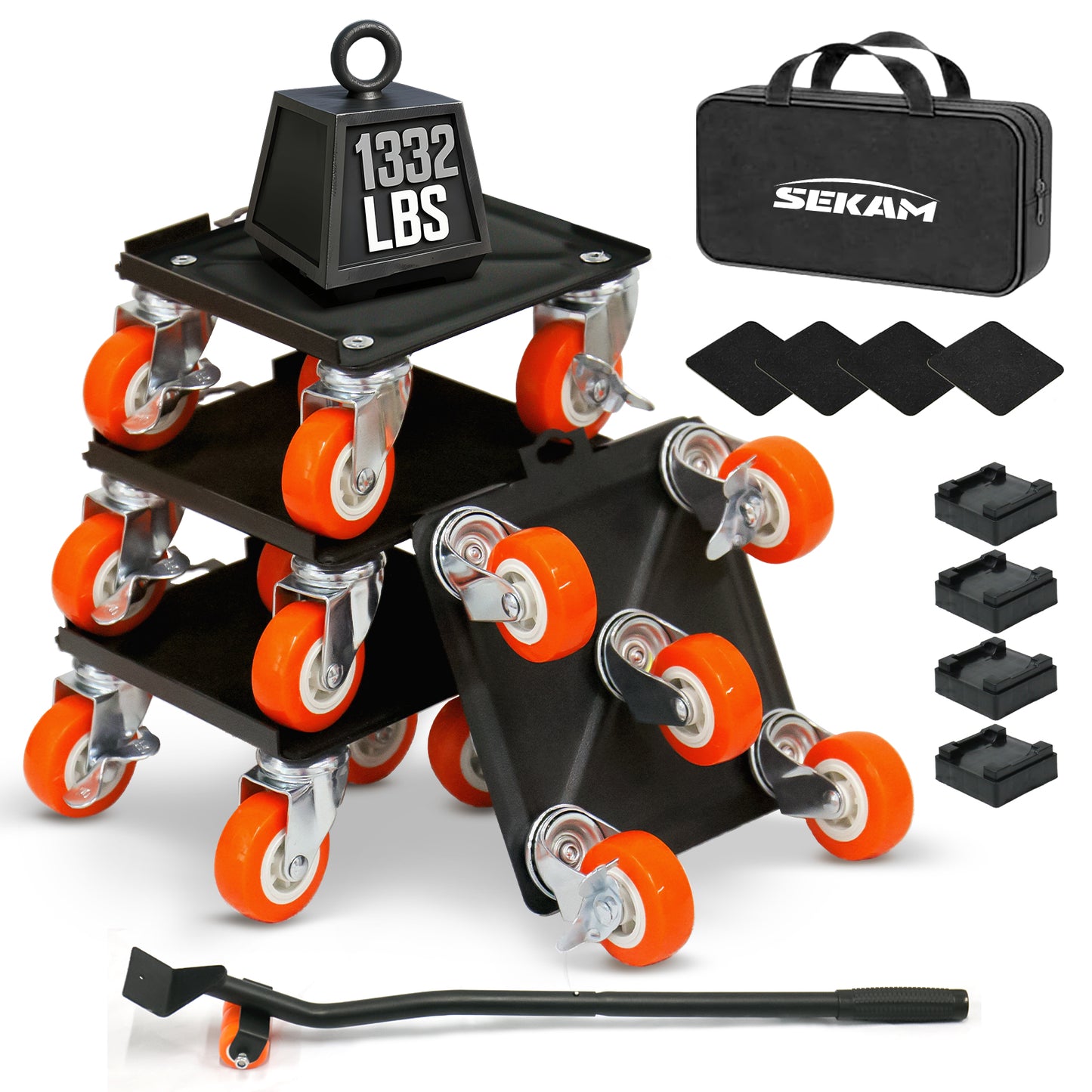 Furniture moving tools | 4pcs Black & orange | Sekamtools
