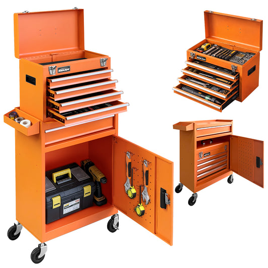 5-Tier Tool Cart with Drawers | Orange | Sekamtools