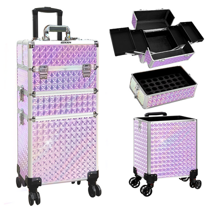 Rolling Makeup Train Case 4 in 1 Cosmetology