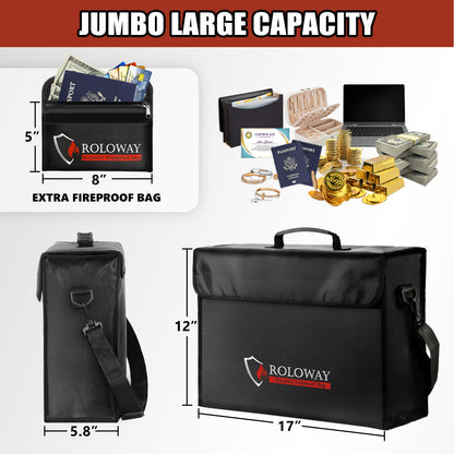 Upgraded Large Fireproof Bag for Documents and Valuables Storage | Rolowaysafe