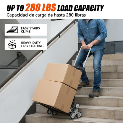 Foldable 6-wheel stair-climbing trolley | Black & Orange | Sekamtools