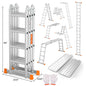 S-7-in-1 Aluminum Folding Ladder | Silver & Orange | Sekamtools