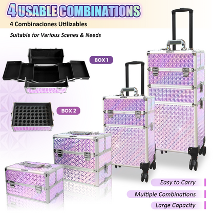 Rolling Makeup Train Case 4 in 1 Cosmetology