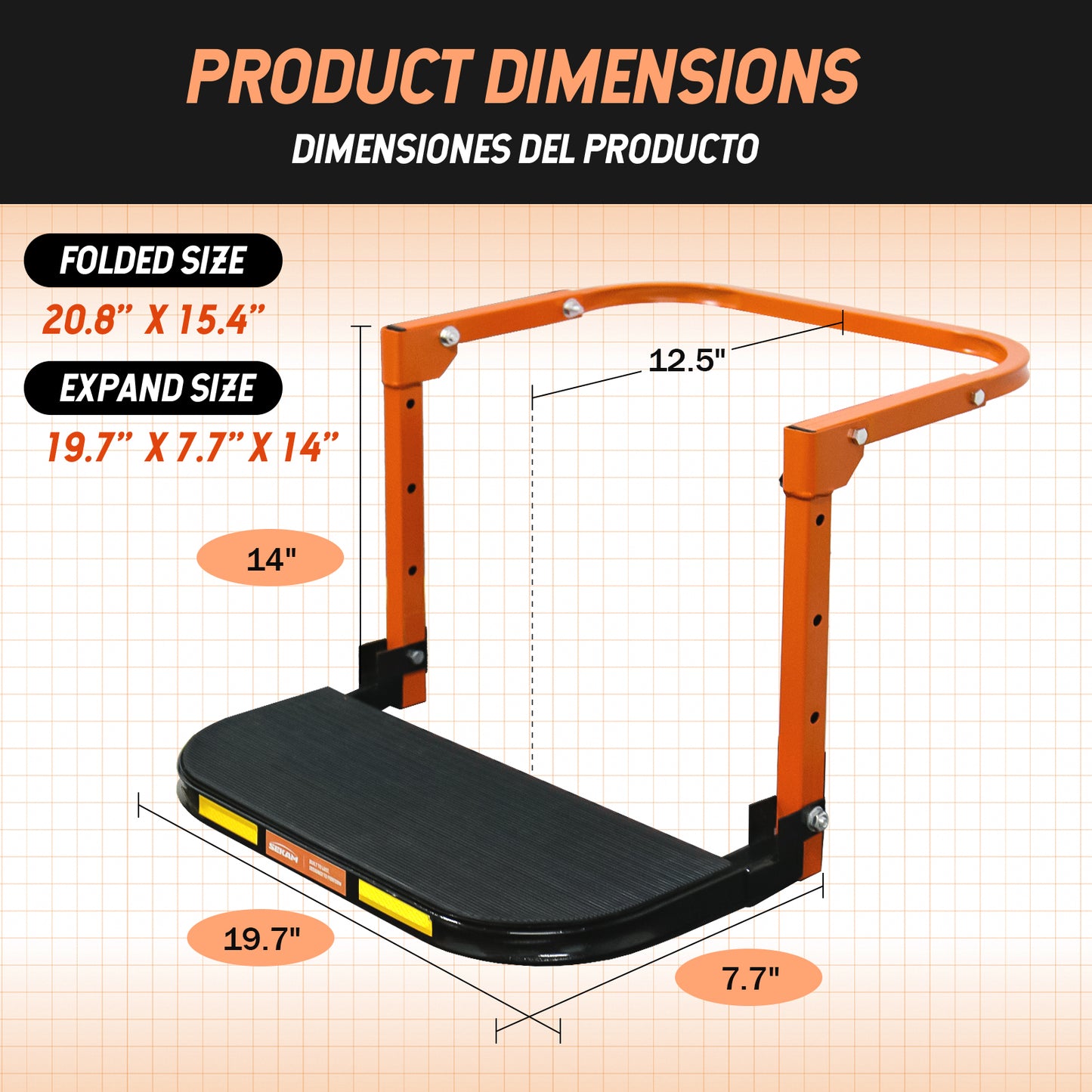 Folding Heavy-Duty Tire Steps | Orange | Sekamtools