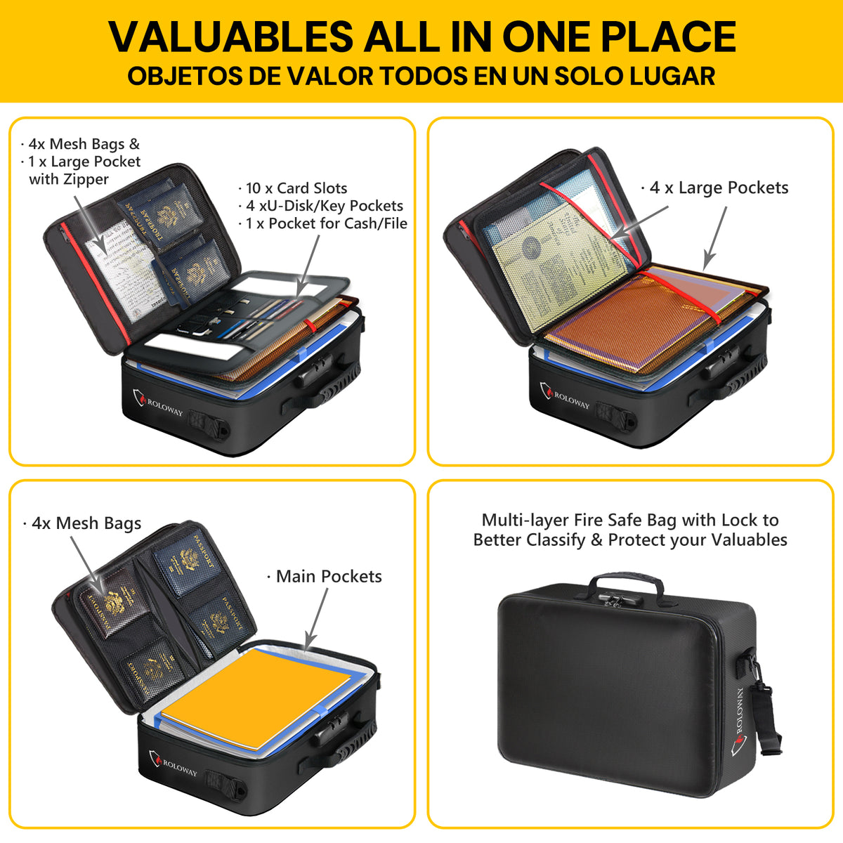 MutilayerFireproof Document Bag with Lock | Rolowaysafe