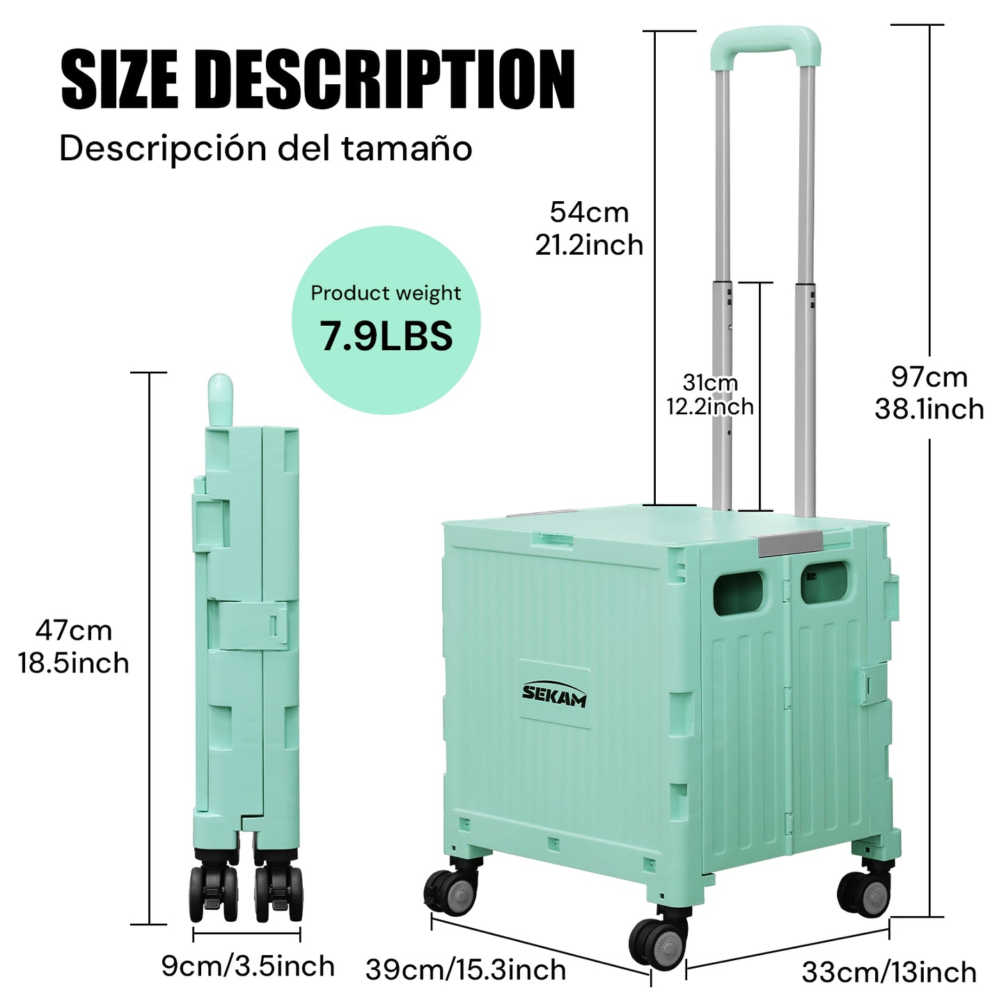 Portable Rolling Bike Crate | Green & Black & Grey | Sekamtools