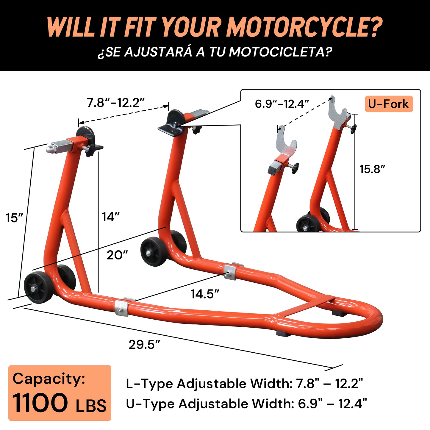 Motorcycle rear wheel bracket | Orange | Sekamtools
