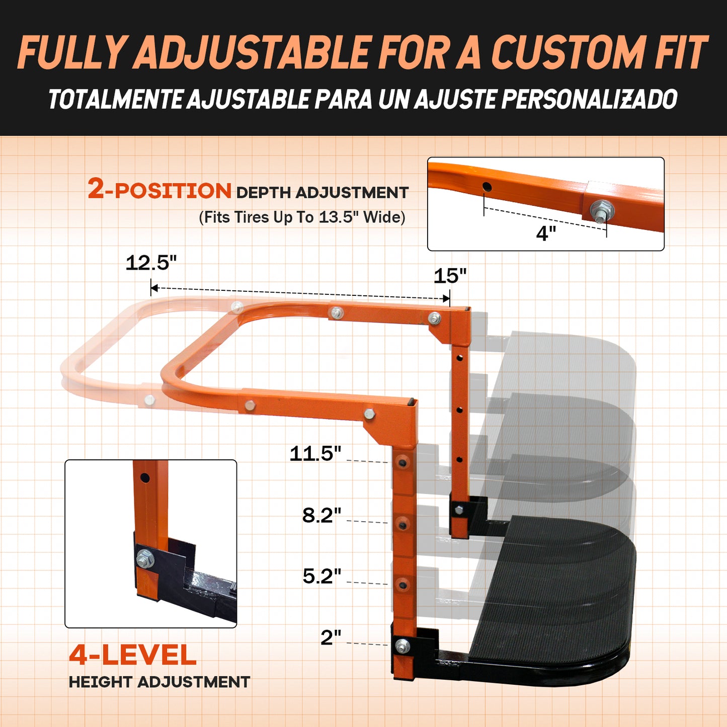 Folding Heavy-Duty Tire Steps | Orange | Sekamtools