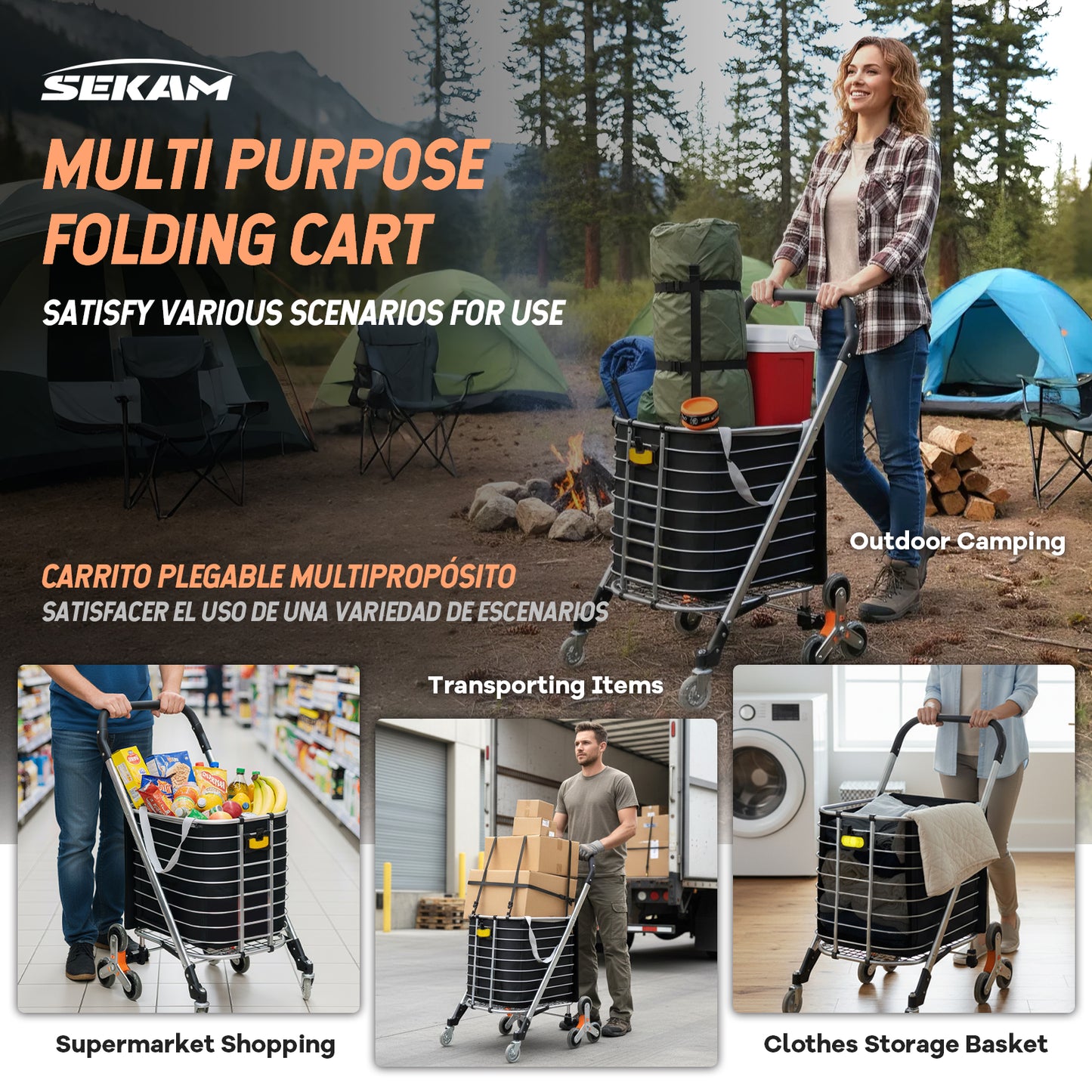 Foldable shopping cart | Black | Sekamtools
