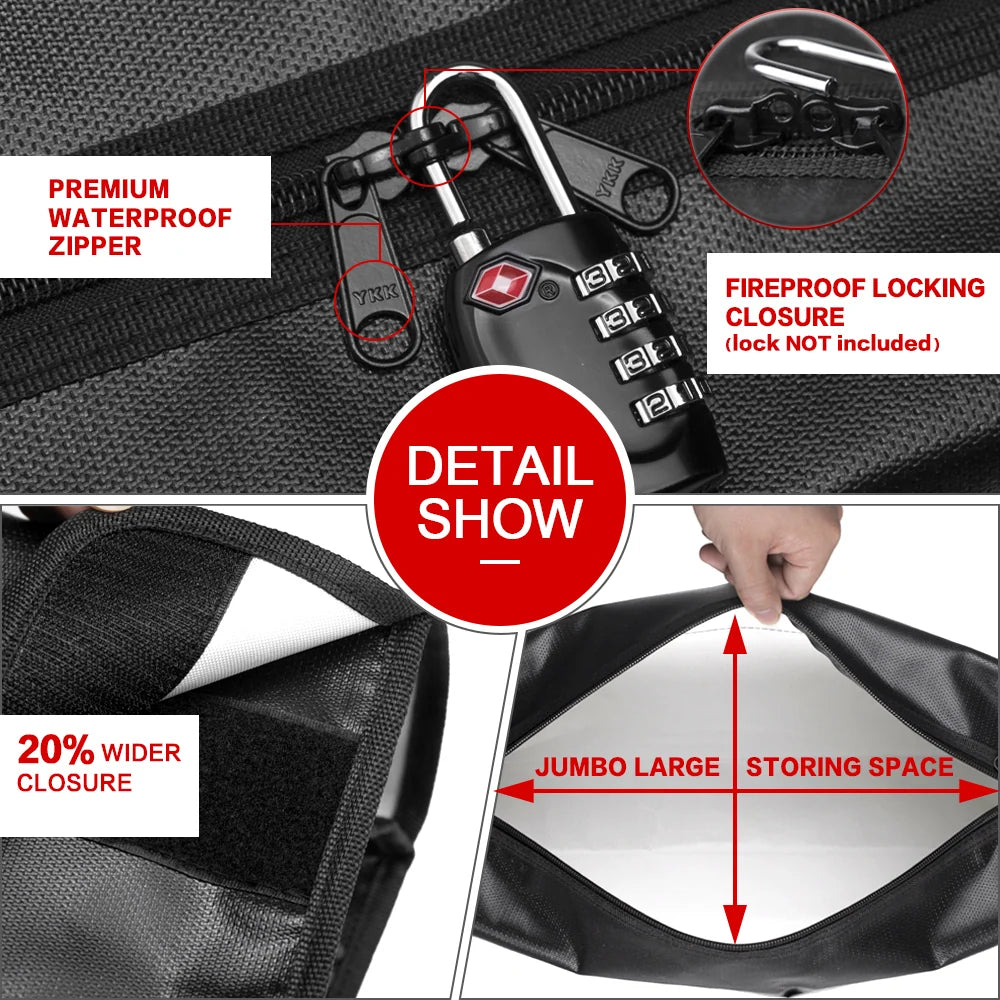 Large Fireproof Bag for Documents and Valuables Storage | Rolowaysafe
