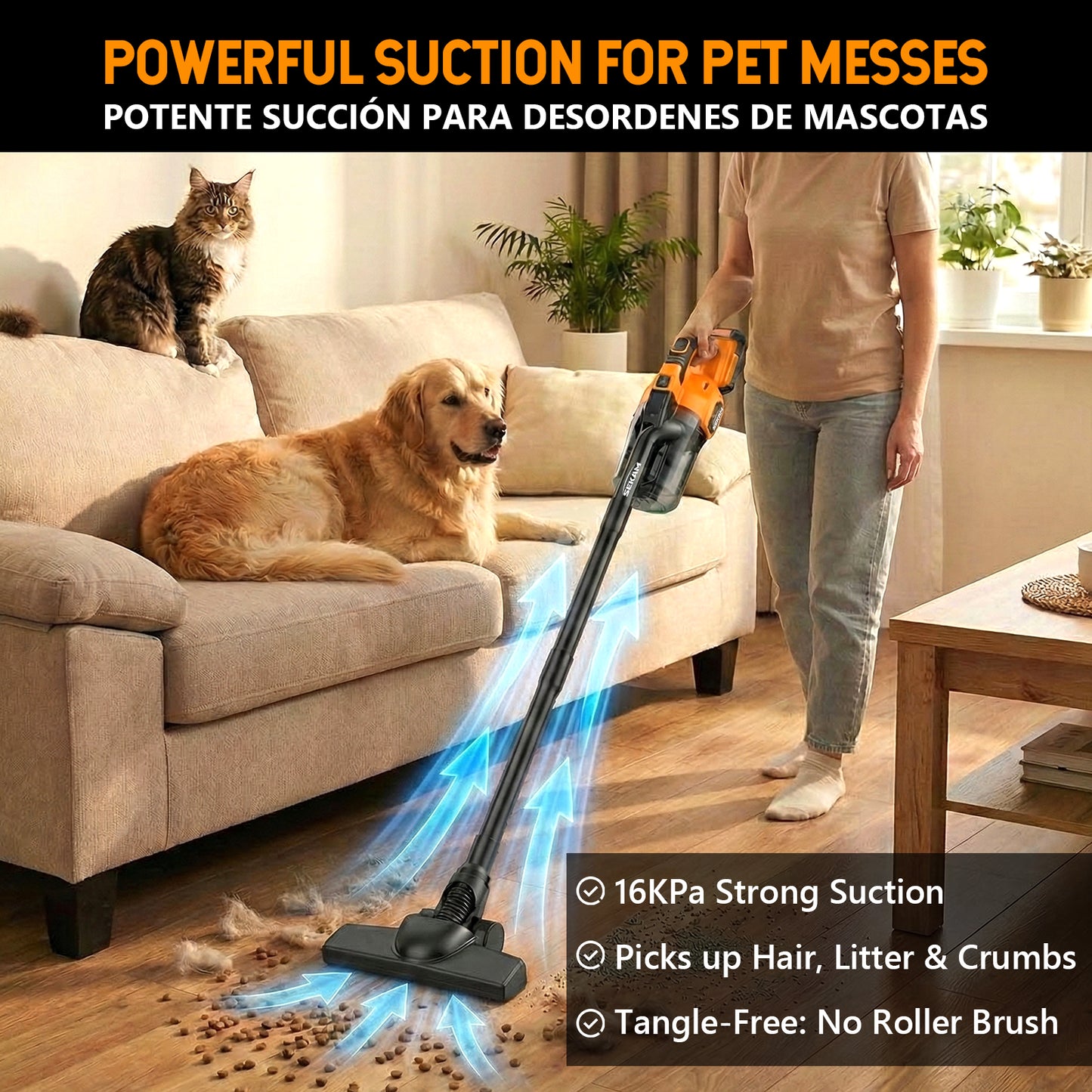 Cordless Vacuum Cleaner | Orange & Black | Sekamtools