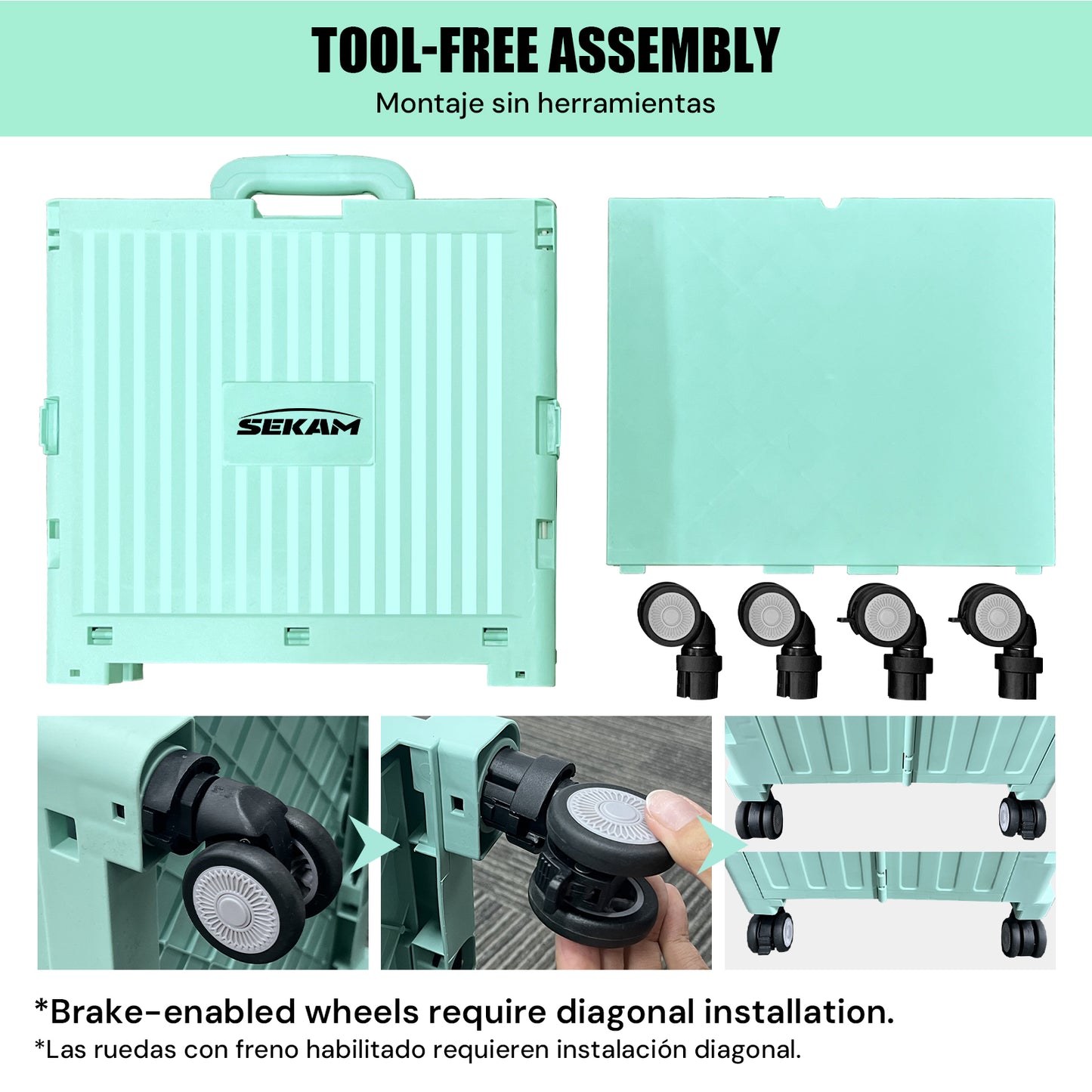Portable Rolling Bike Crate | Green & Black & Grey | Sekamtools