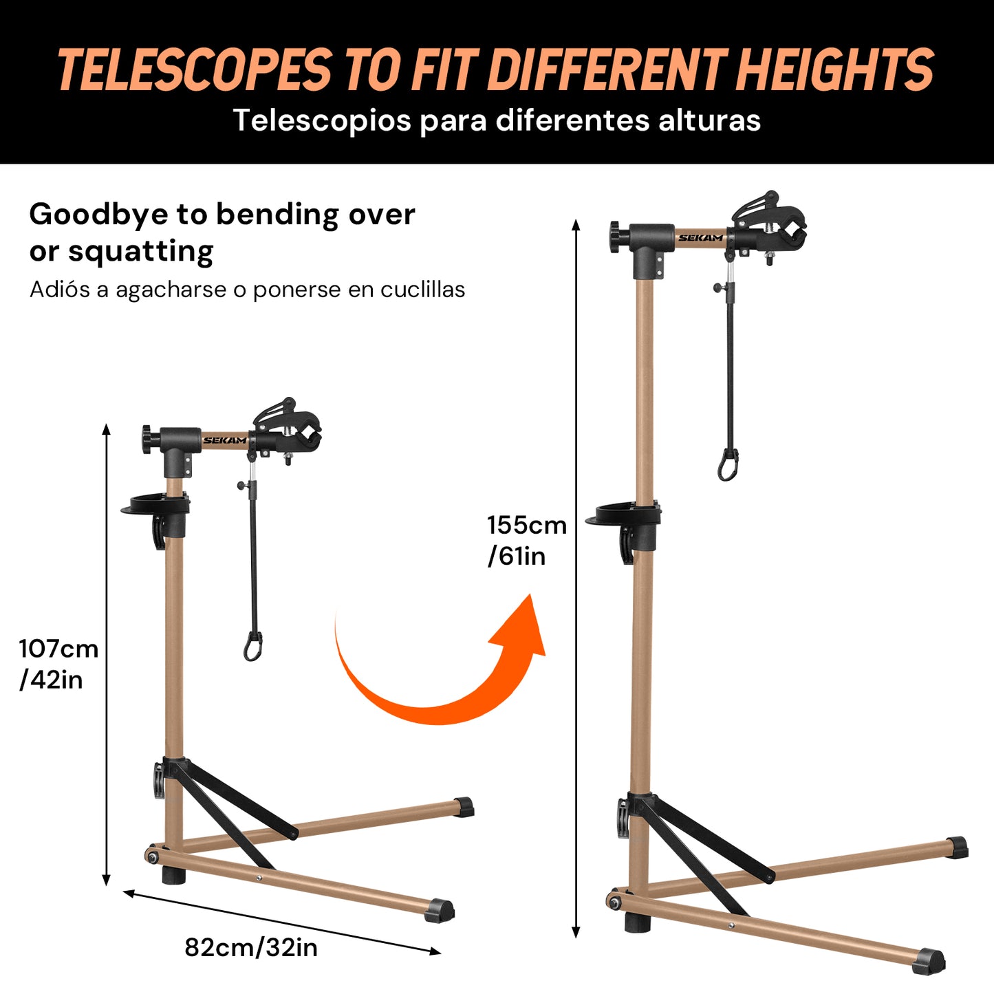 Bicycle repair stand | Champagne gold | Sekamtools