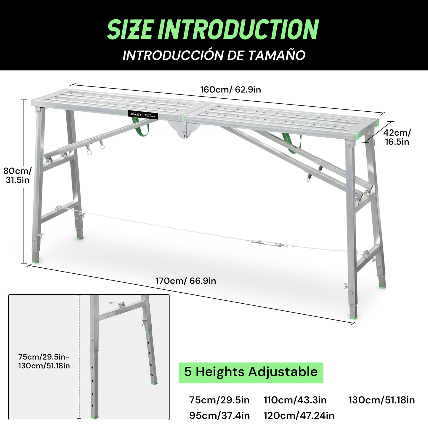 Portable steel ladder | Silver & Orange | Sekamtools