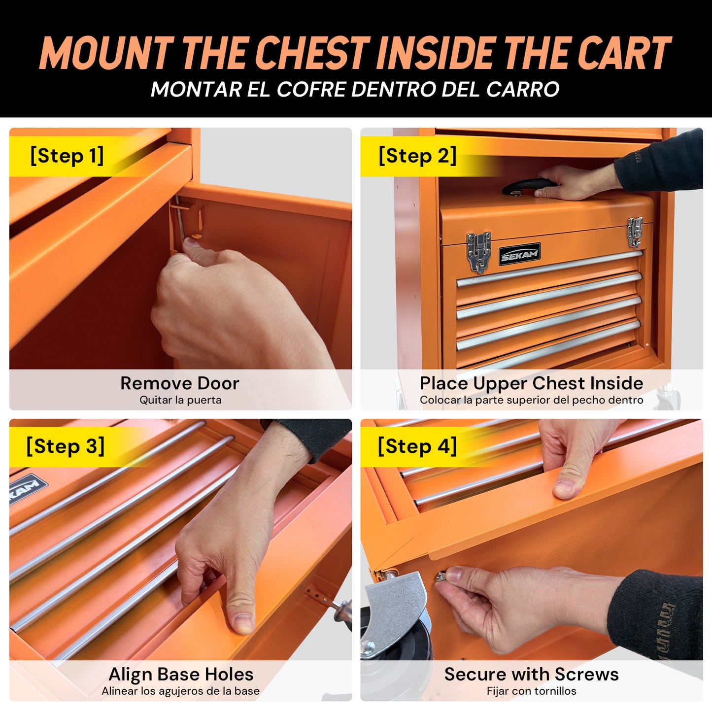 5-Tier Tool Cart with Drawers | Orange | Sekamtools