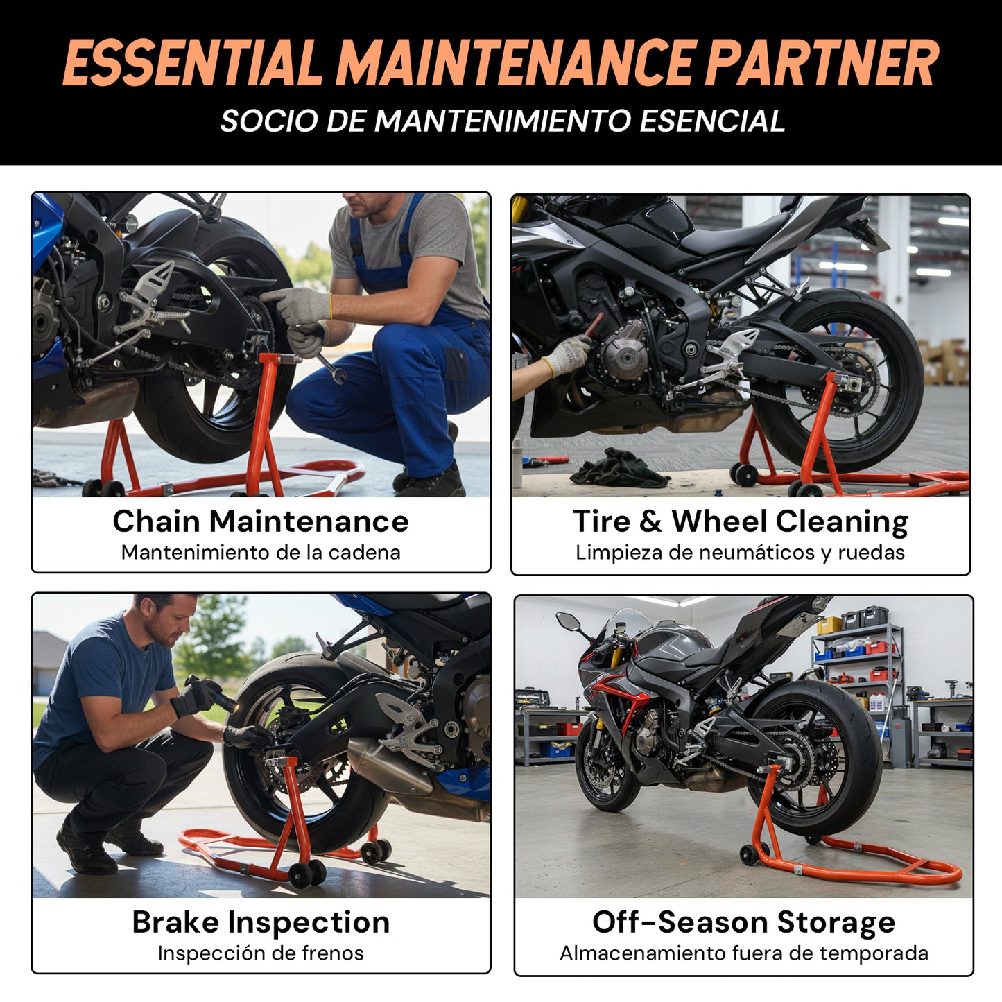 Motorcycle rear wheel bracket | Orange | Sekamtools