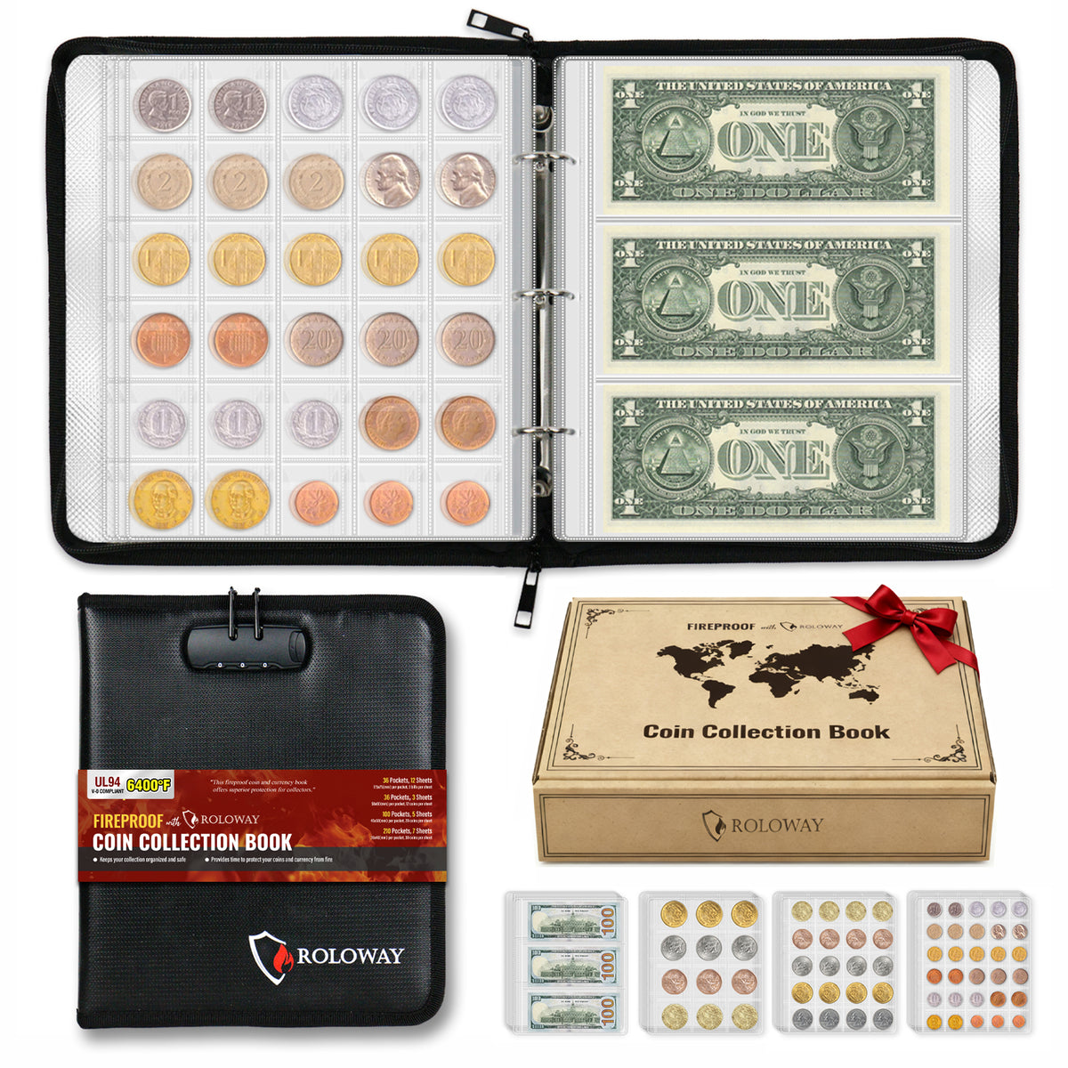 Fireproof Coin Collection Book | Rolowaysafe