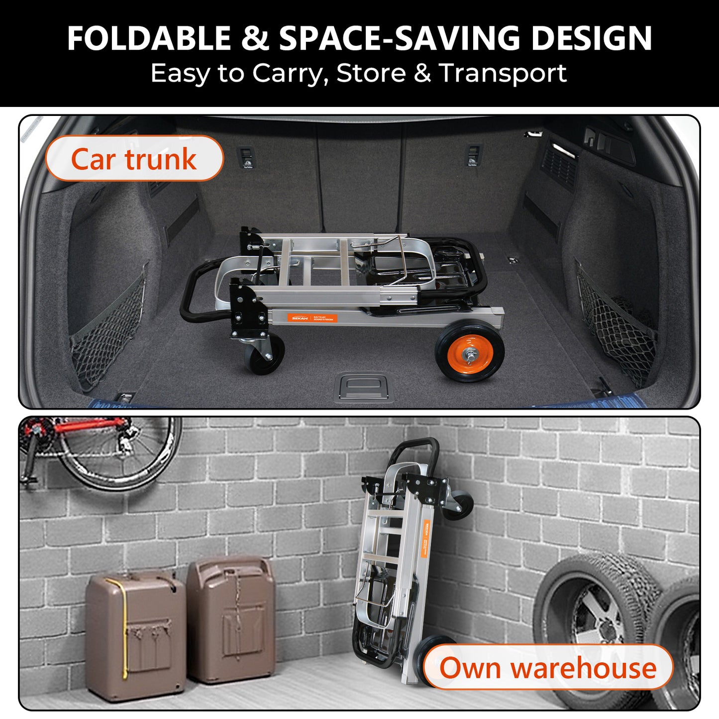 Folding trolley | Silver & Orange & Black | Sekamtools