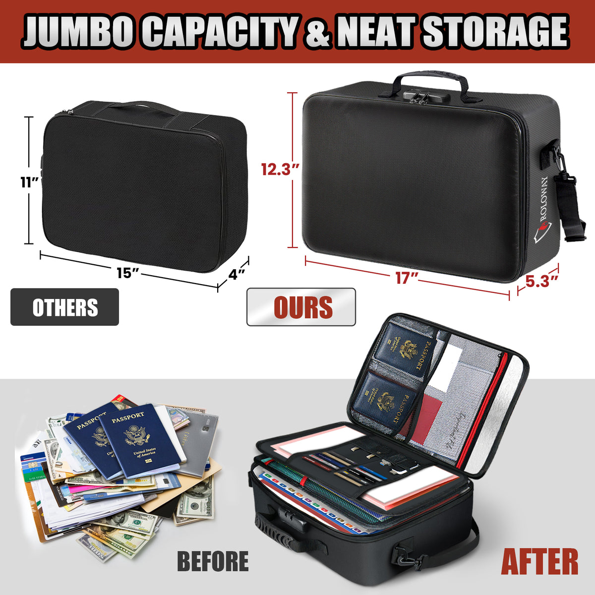Upgraded Mutilayer Fireproof Document Bag with Lock | Rolowaysafe