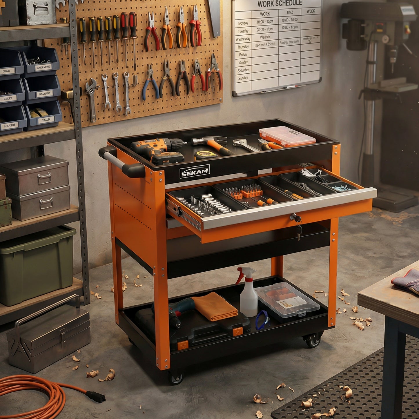 5-Drawer Tool Cart | Orange & Black | Sekamtools