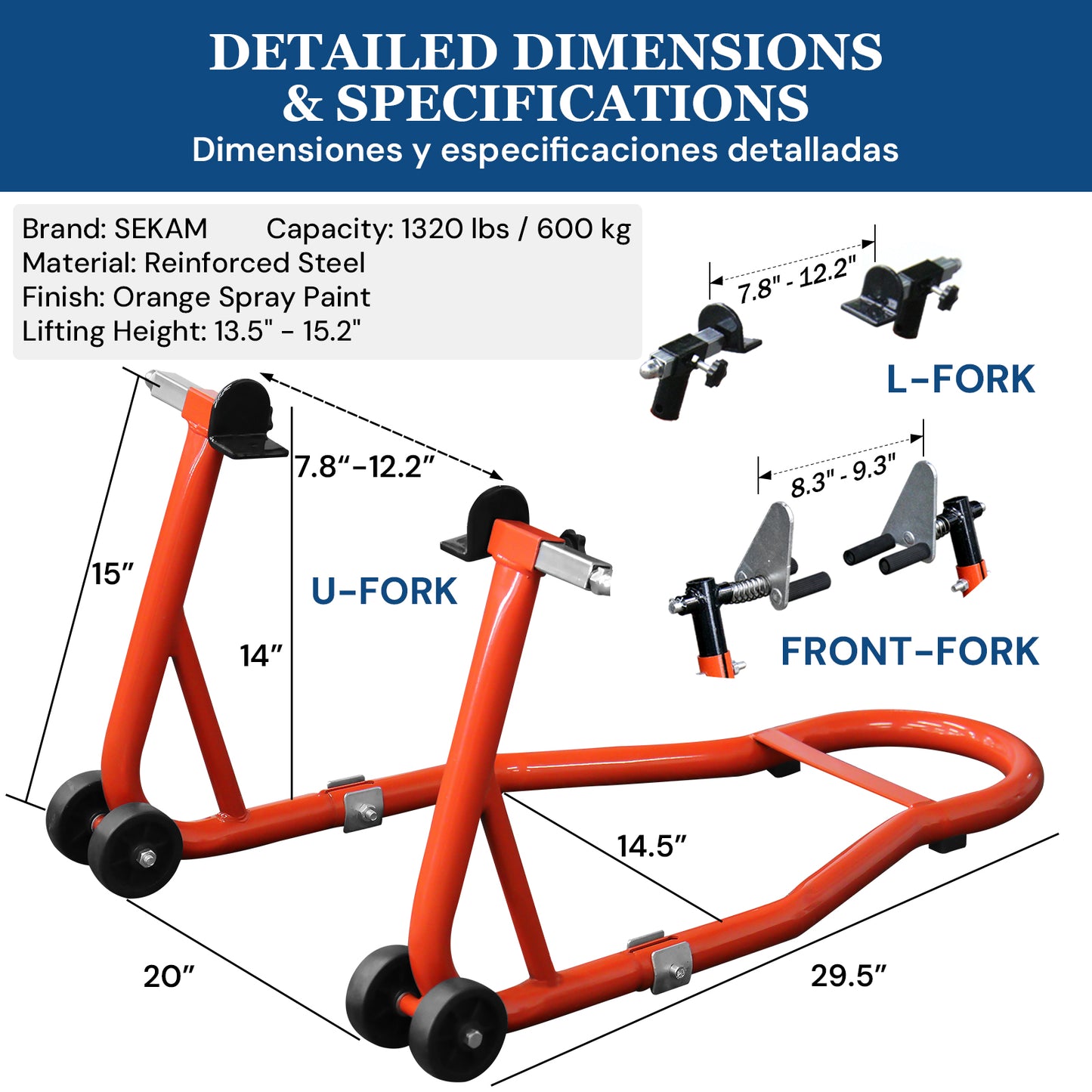Motorcycle universal bracket | Black & Orange | Sekamtools