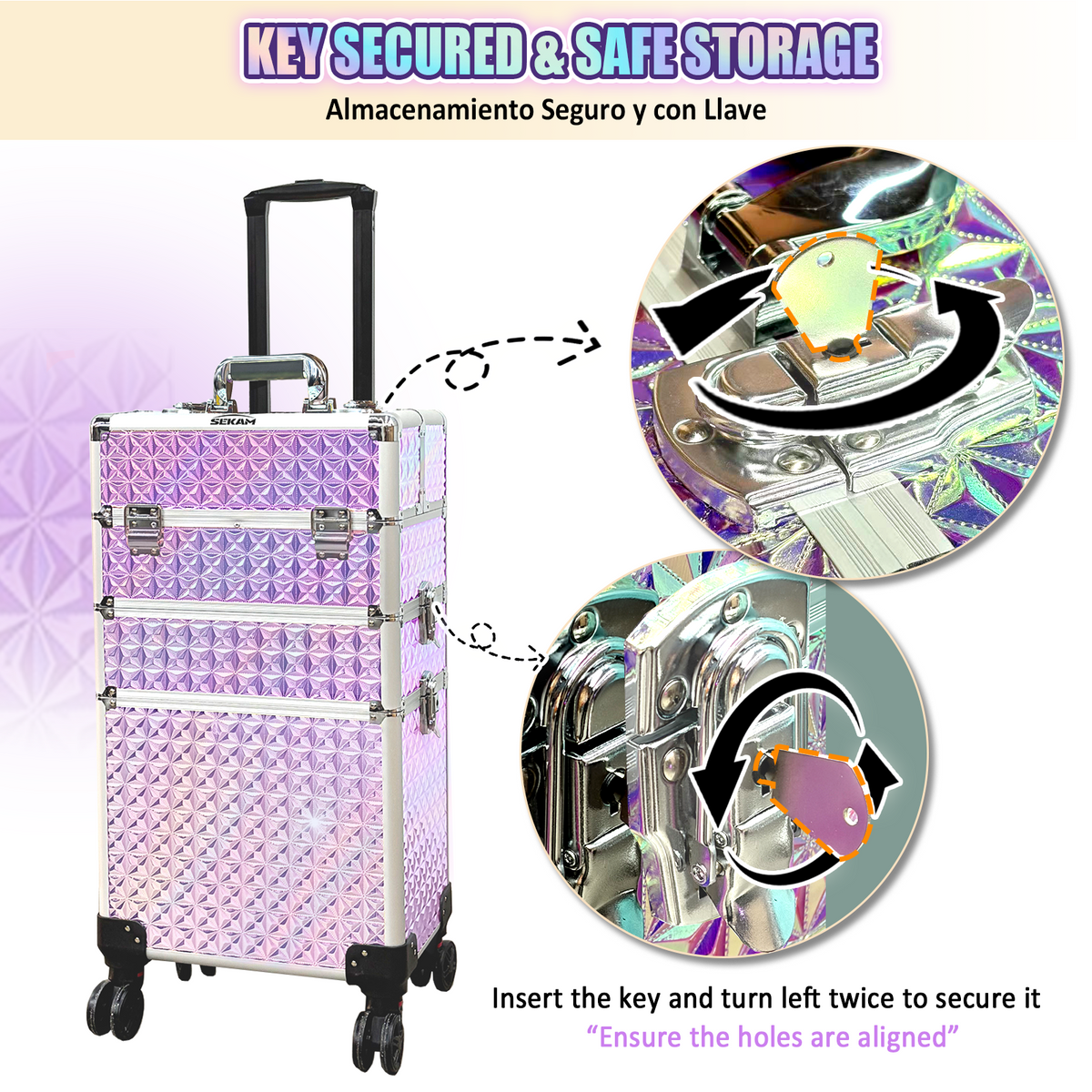 Rolling Makeup Train Case 4 in 1 Cosmetology
