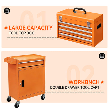 5-Tier Tool Cart with Drawers | Orange | Sekamtools