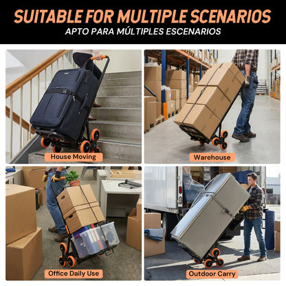 S-8 Wheel Folding Stair Climbing Cart | Orange & Black | Sekamtools