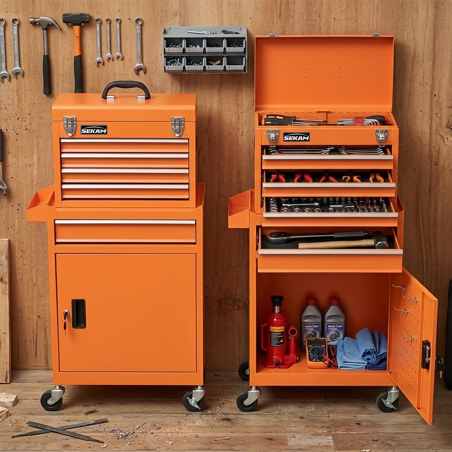 5-Tier Tool Cart with Drawers | Orange | Sekamtools